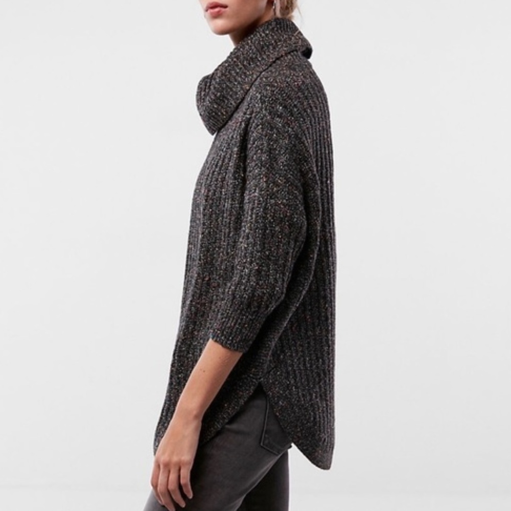 Extreme Circle Hem Cowl Neck Sweater